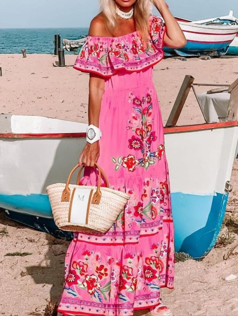 Summer Blossom Ruffle Maxi - Pink - Picture 2 of 8